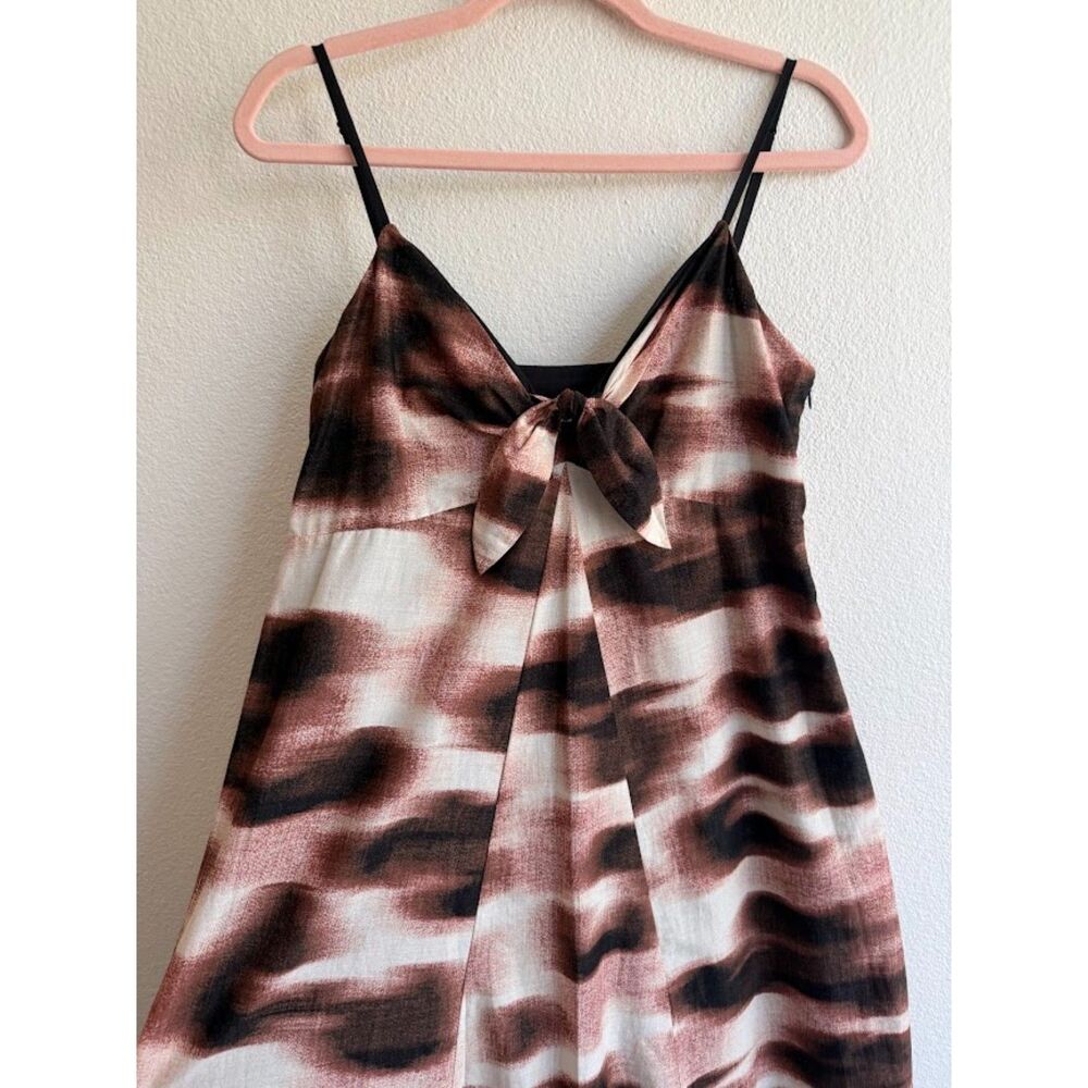 DKNY 100% Cotton Knotted Tie Front Maxi Sun Dress in Brown Ombre Stripe size M - Picture 4 of 16